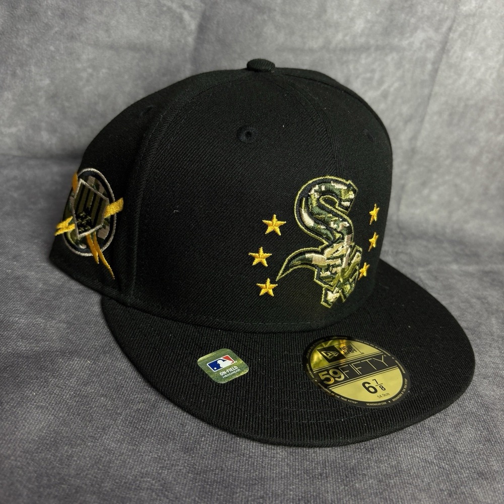 Chicago White Sox New Era 59Fifty Hat 6 7/8‎ Black Green Camo MLB NEW